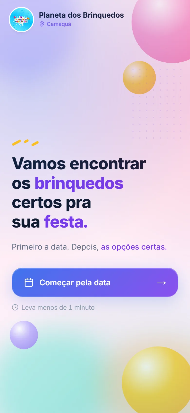 Vitrine real da Planeta dos Brinquedos no celular